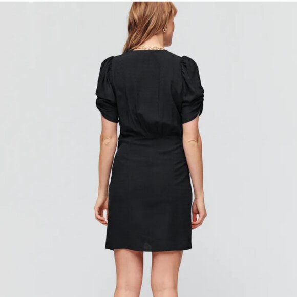 Marjorie Crossover Dress - Black, US Size 6 - Picture 2 of 3